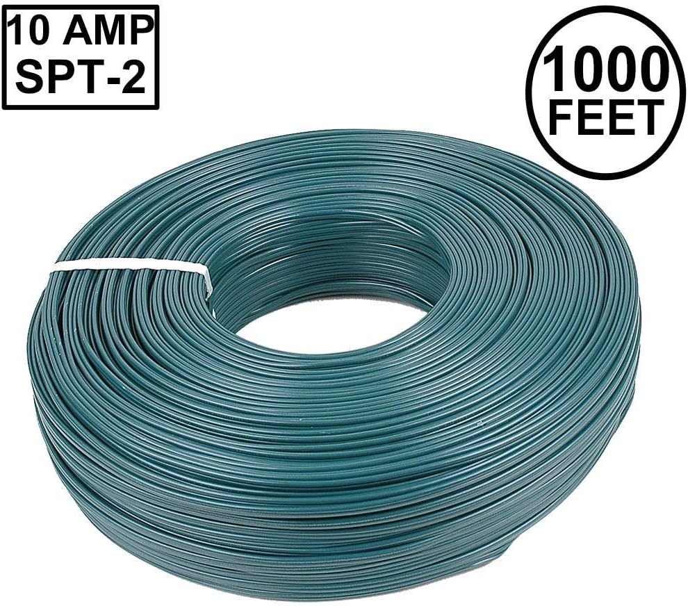Novelty Lights 1,000 Foot Zip Cord Wire, Green, 18 Gauge, SPT-2
