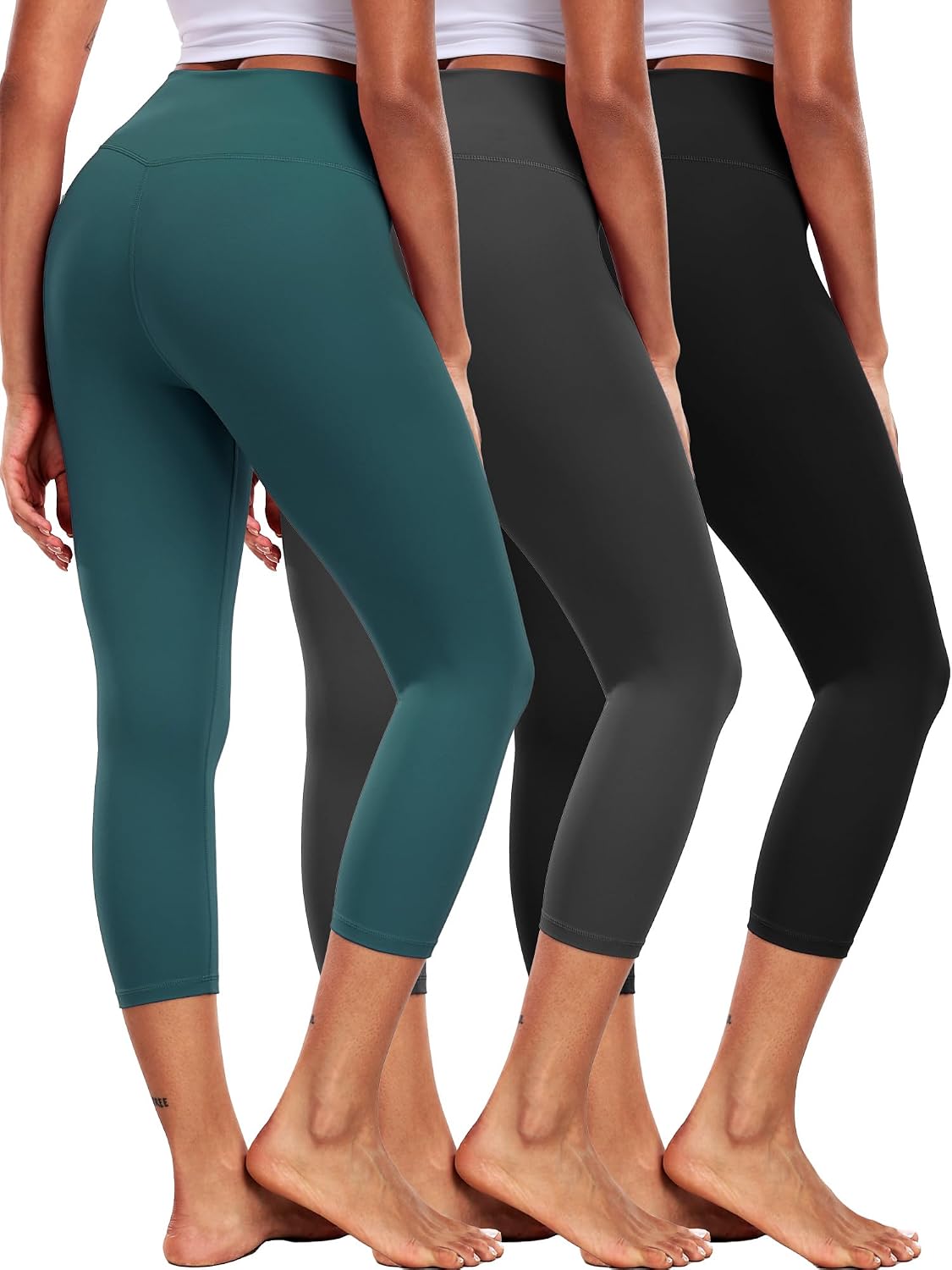 CADMUS Women's Yoga Legging Capris Soft High Waist Tummy Control Workout Pants