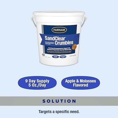 Miniatura 8 de Farnam SandClear Psyllium Crumbles Suplemento para caballos, ayuda a eliminar la arena del colon y apoya la salud digestiva, sabor a manzanamelaza,