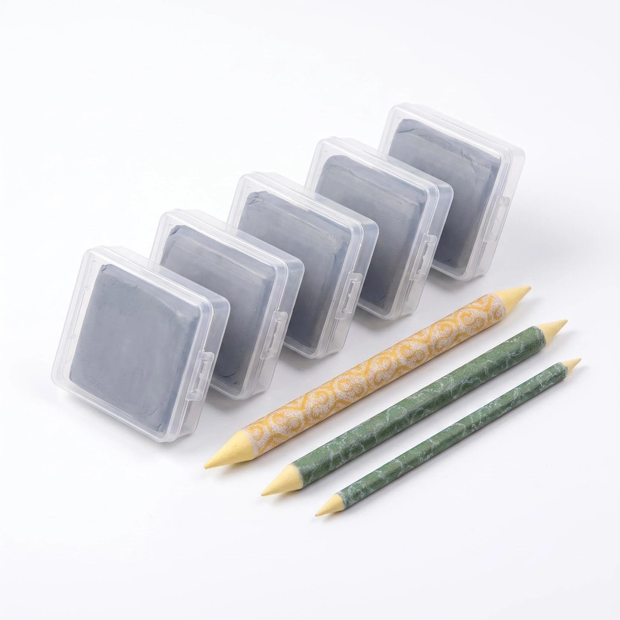 Yipakeh Cleaning Putty Kneaded Eraser 8-Piece Set 5 Erasers 3 Blending Stumps with Case Portable Reusable Art Tool for Sketching Drawing Artists Students
