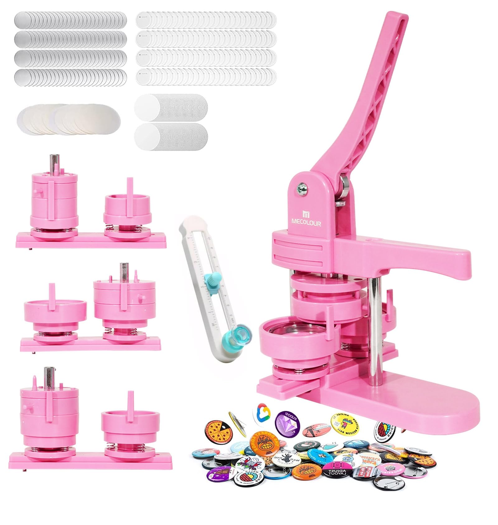 缶バッジ　マシン　メーカー　Badge Making Machine ピンク Amazon.com: MECOLOUR Button Maker Machine Multiple Sizes 1.26+1.73