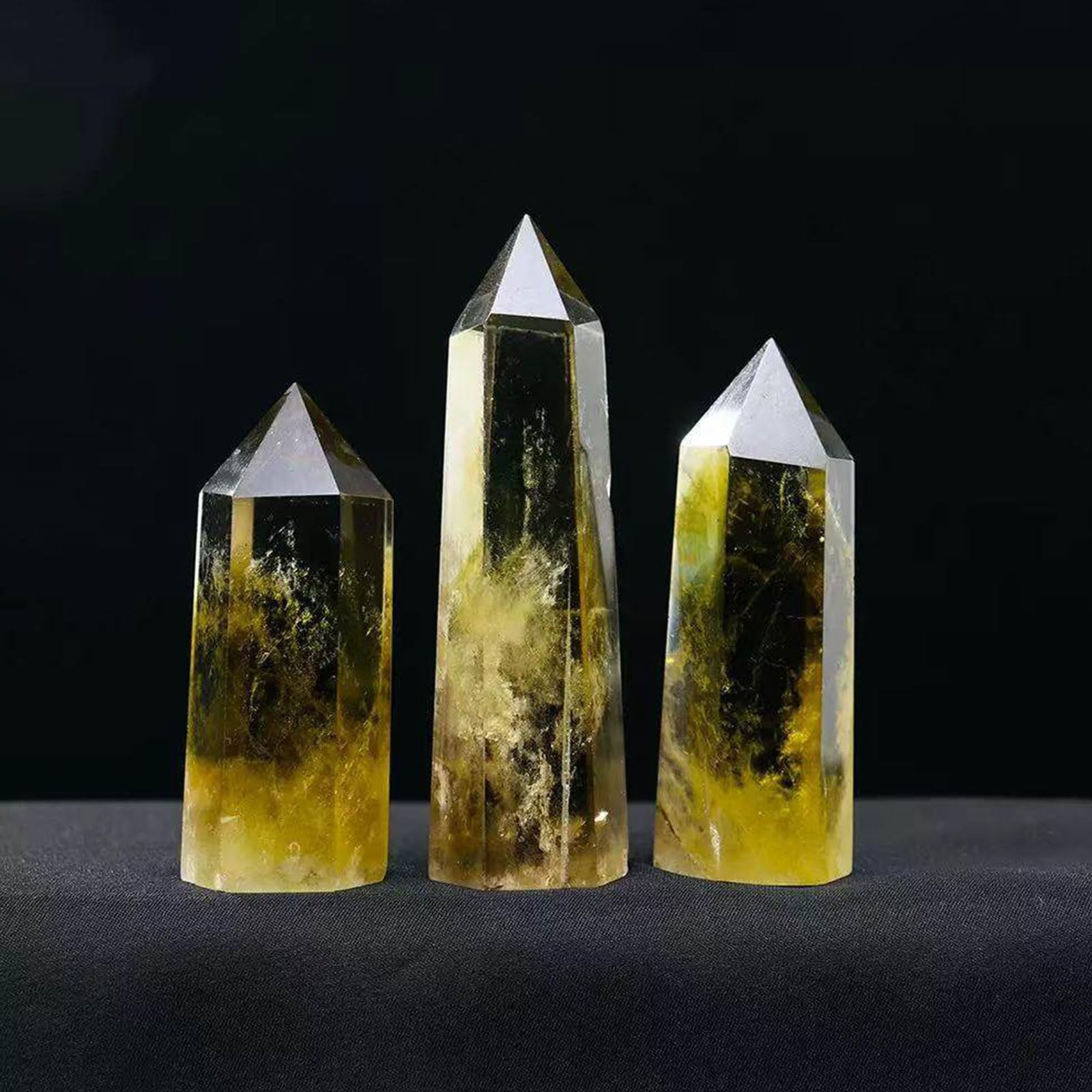 Figurina di Pietre curative della Torre di Cristallo citrino Naturale 1PC,9~10cm | Bacchetta di cristallo Reiki a prisma a punta singola e 6 facce, per meditazione, chakra e arredamento