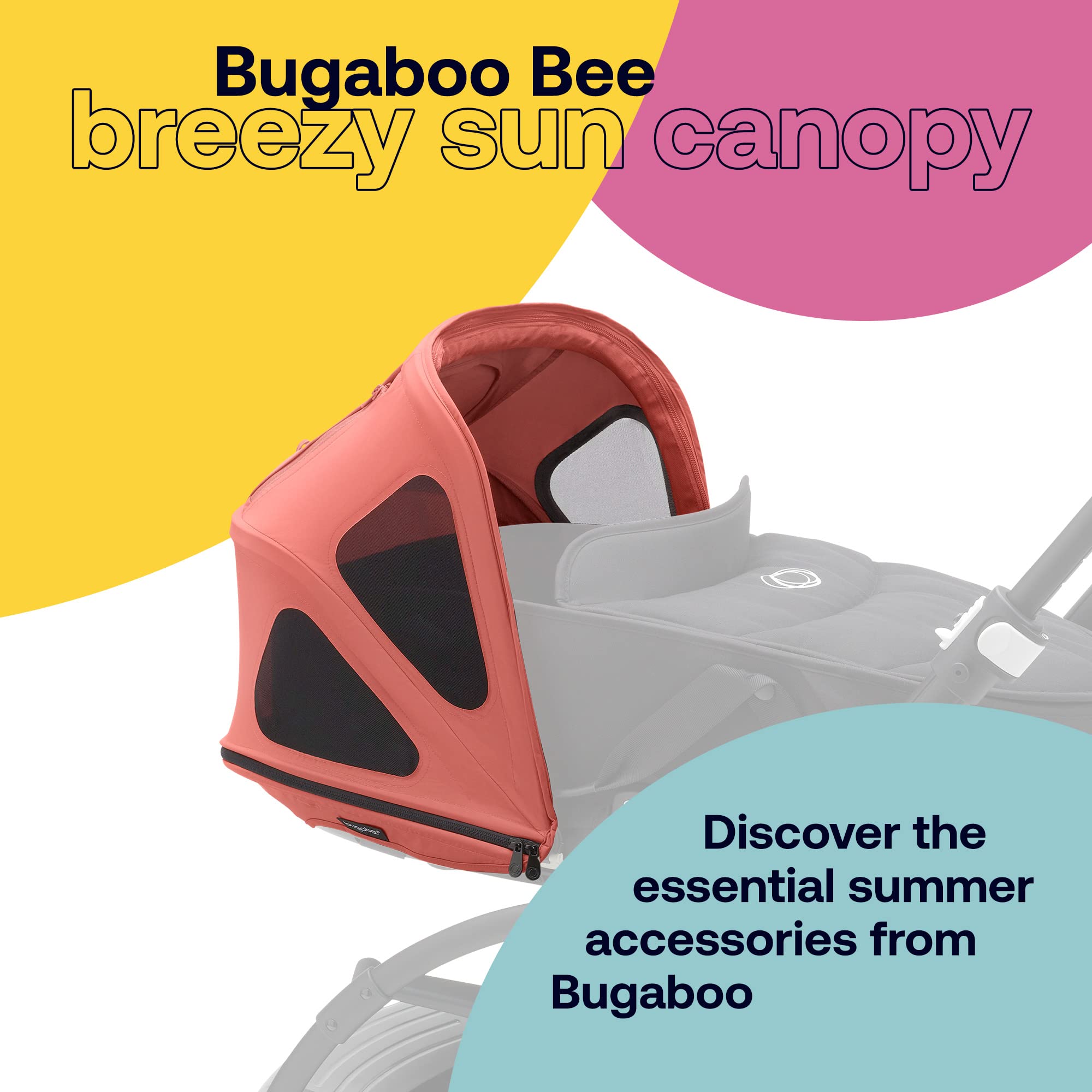 Bugaboo Bee Breezy Sun Canopy, Extendable for Extra Coverage and Optimal Sun Protection, Water Repellent, Compatible with All Bugaboo Bee Pushchairs, 