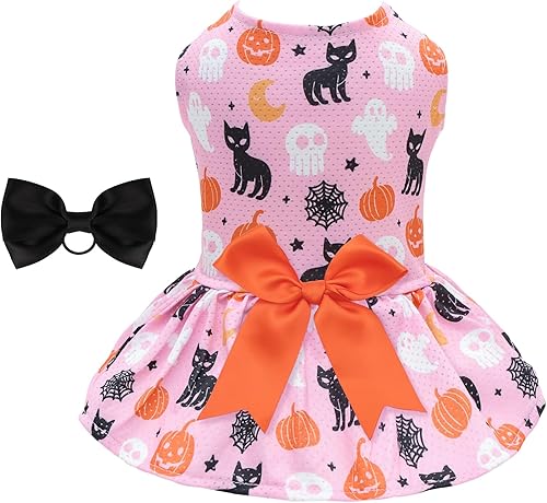 CuteBone Vestido negro de lujo para perro, falda de cachorro, tutú bordado brillante con lazo, ropa para mascotas para boda, fiesta de cumpleaños,