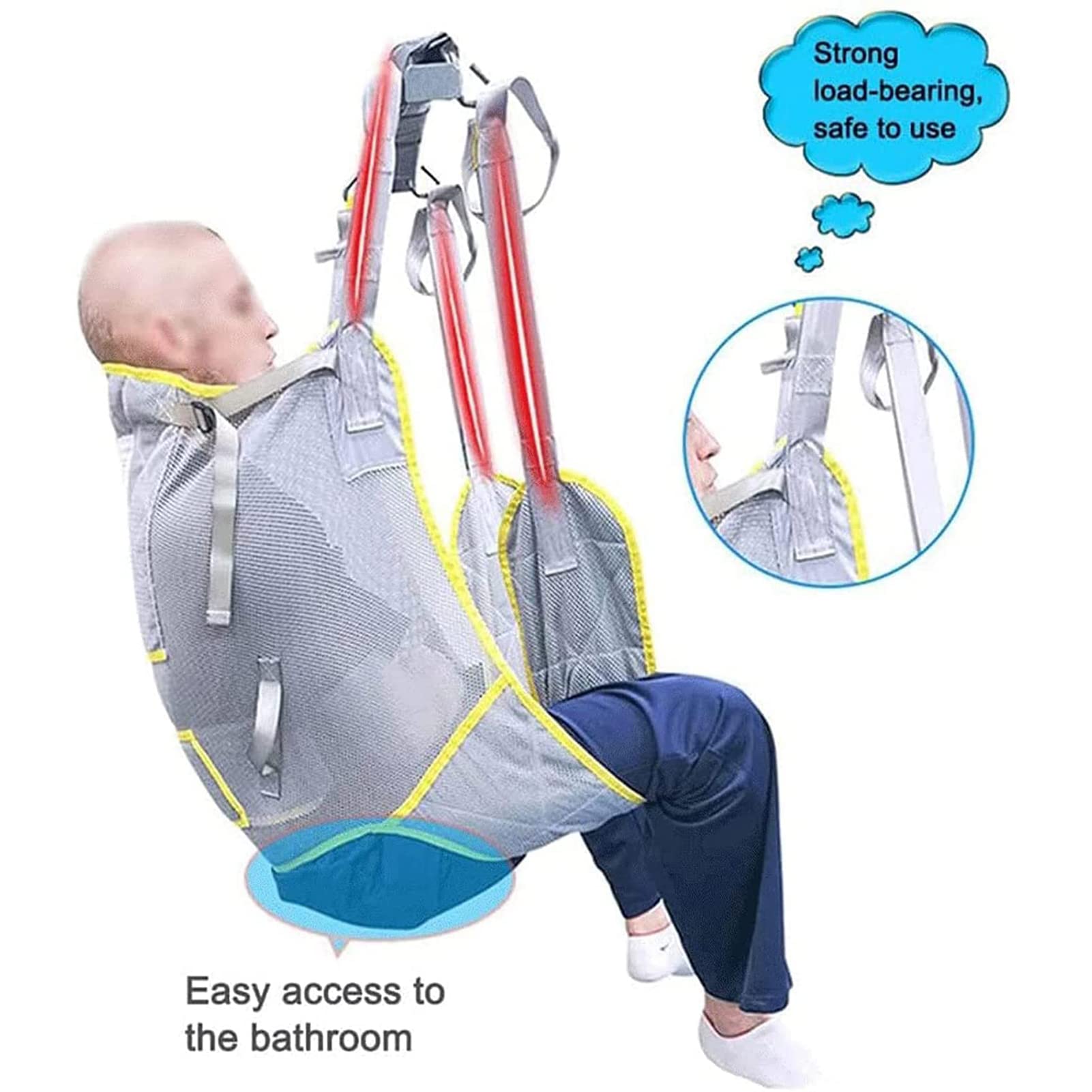 Paciente Honda Levantador Grúa, Malla De Seguridad Médica Eslinga,Eslinga De Elevación con para Paciente Y Minusválido, Carga máxima 230kg（No Incluye grua） Large