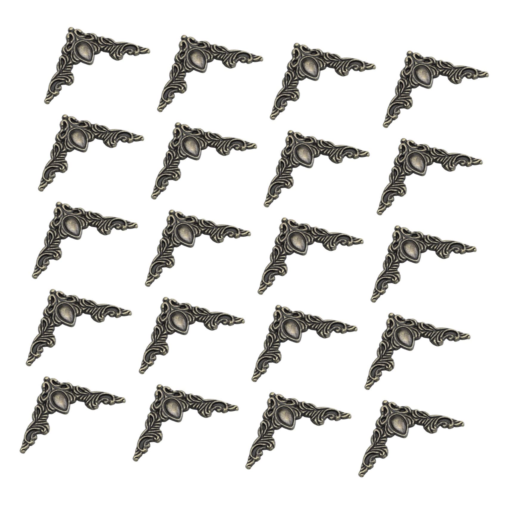 BEBEMOKO 20pcs Vintage Corner Protectors for Notebooks Scrapbooks Photo Albums Metal Cover for Book Corners Antique Decor for Jewelry Boxes and Card Making