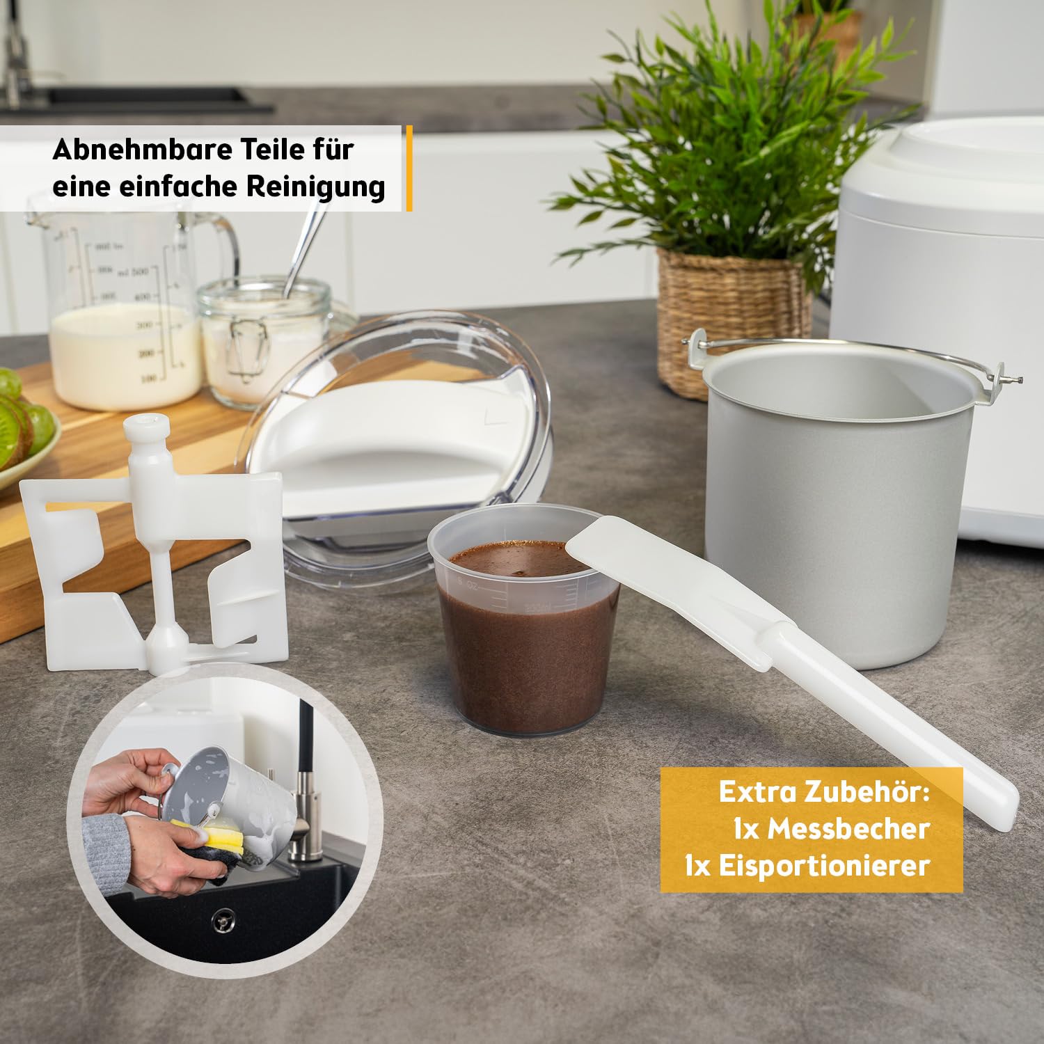 TZS First Austria Eismaschine 1L mit Kompressor 3 in 1 Ice Cream Maker 100W selbstkühlend Weiß