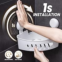 Vista 2 de LEVERLOC Corner Shower Caddy Suction Cup No-Drilling Removable Shower Caddy Basket Powerful Suction Bathroom Shower Shelf Waterproof & Rustproof