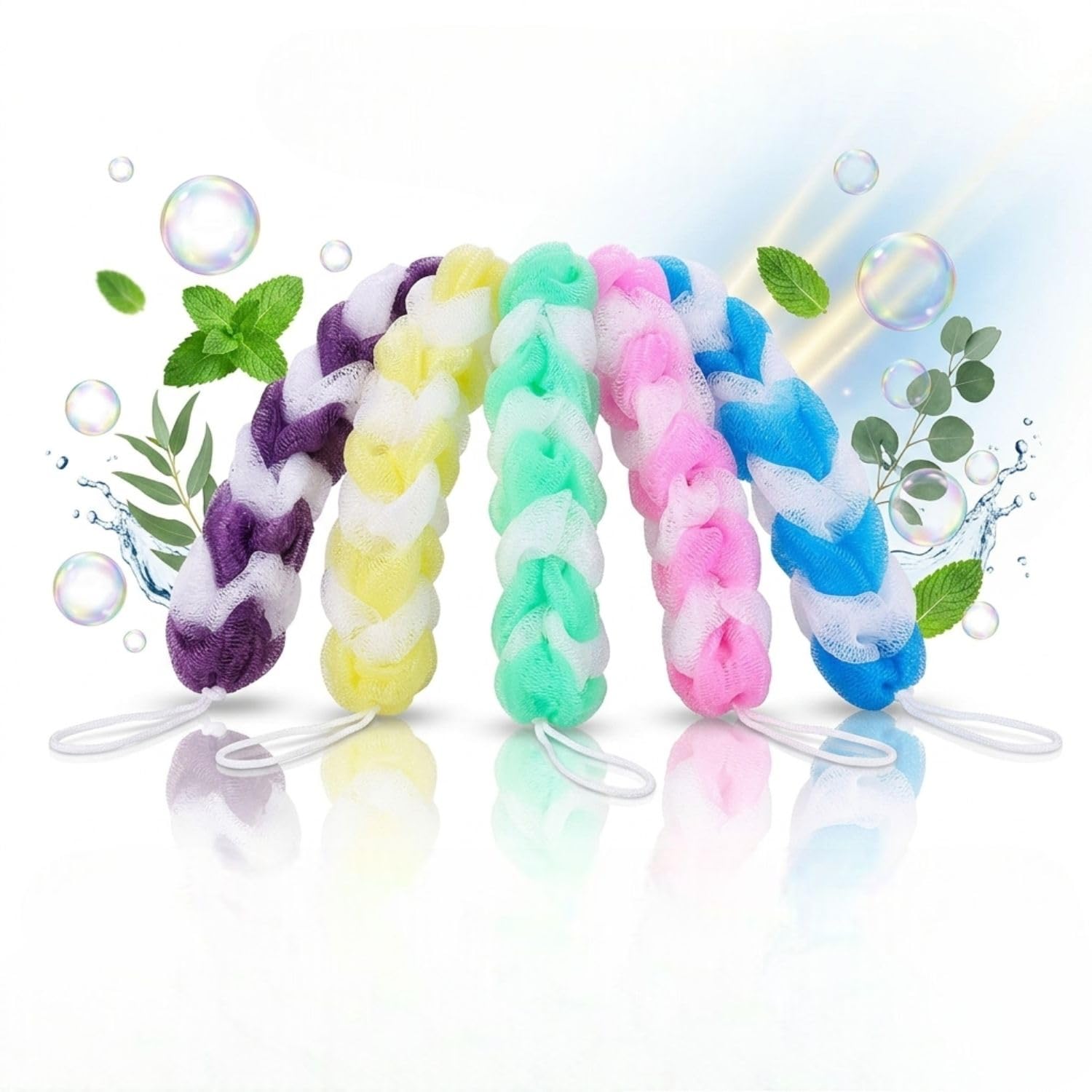 Long Bath Belt Loofah Body Scrubber for Shower, Extra Large Soft Nylon Mesh Back Scrubber, Exfoliating Bath Sponge with Hanging Rope, Rich Lather Body Cleaning Belt for Men & Women, Color May Vary-image-39