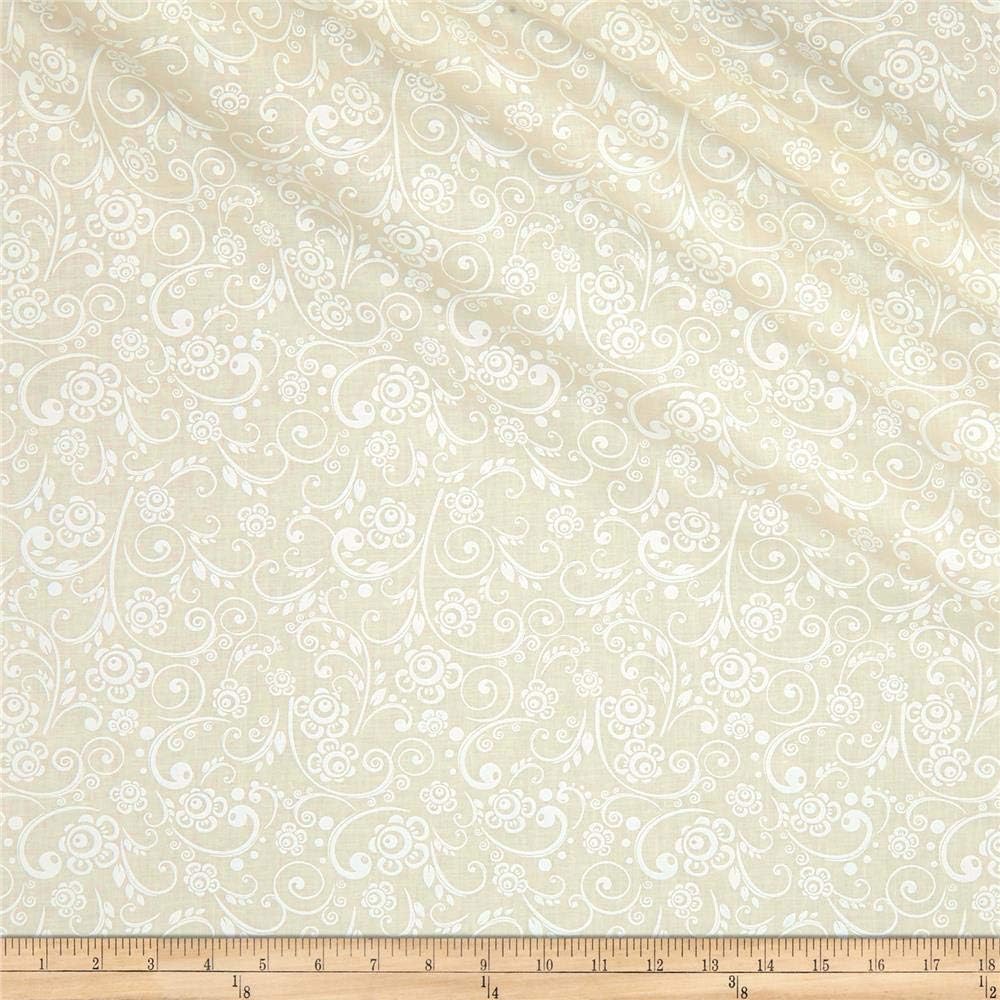 108" Wide Back Get Back Flourish White/Tint, Fabric by the Yard