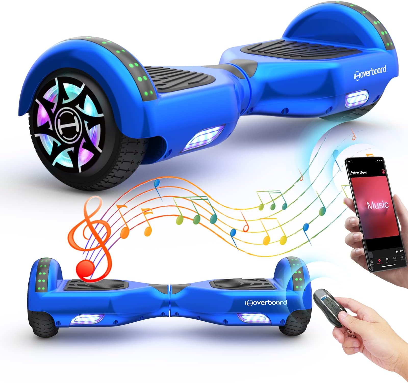 iHoverboard for Kids, H1 6.5" Two-Wheel Self Balancing, Smart Hoverboards with Bluetooth, Speaker, Flash LED Lights Hoverboards for Boys Girls Gift