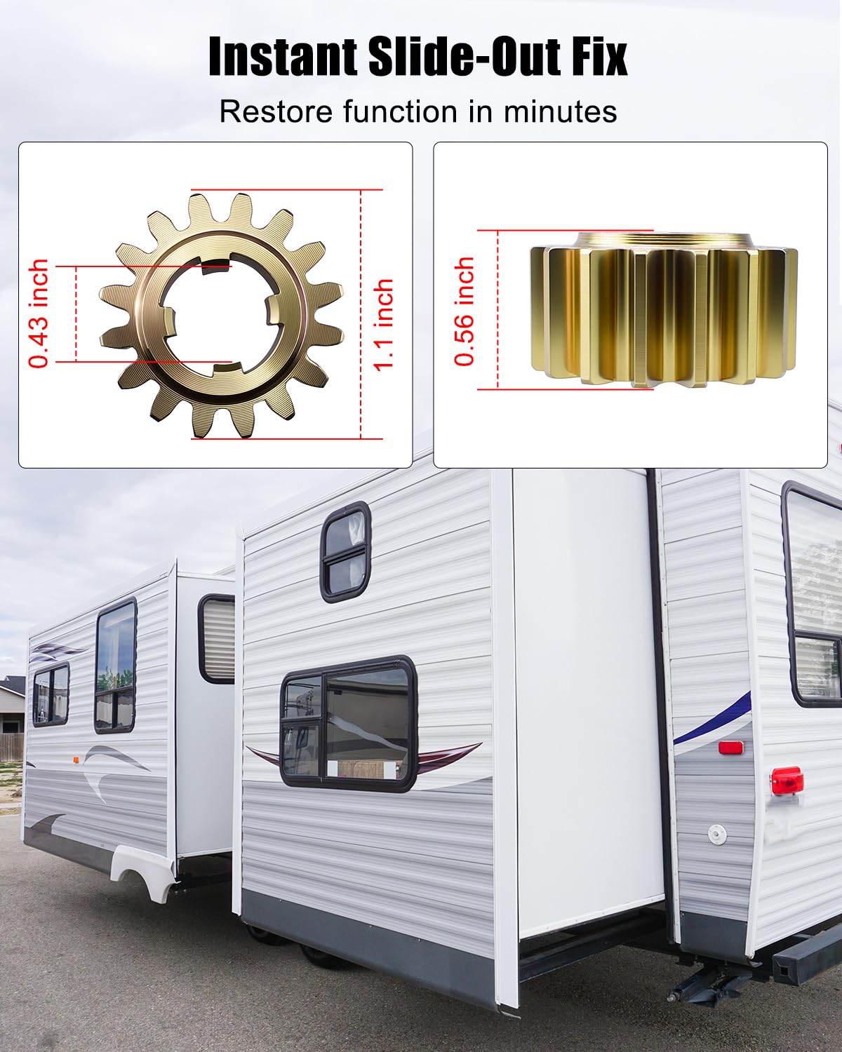 2 Pack 16 Tooth Spur Gear Compatible with Schwintek Slide-Out RV Camper Replaces 238893