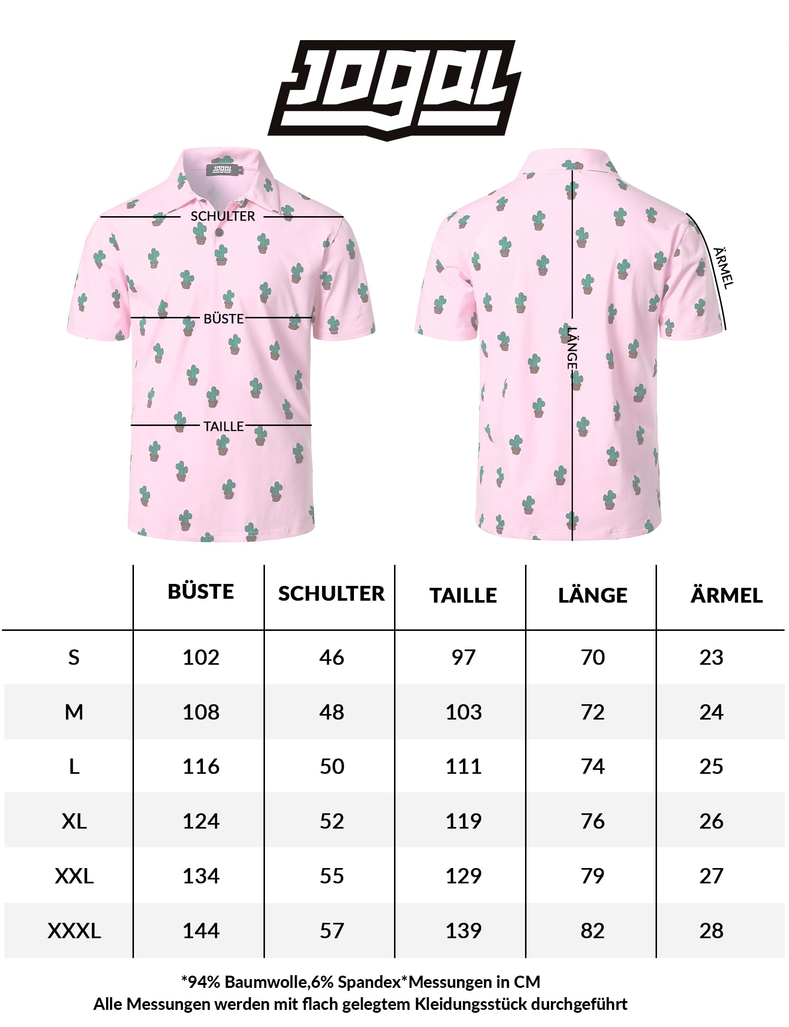 JOGAL Polo de golf à manches courtes pour homme - Motif floral - Pour l'été - Coupe droite - Pour le sport et l'extérieur