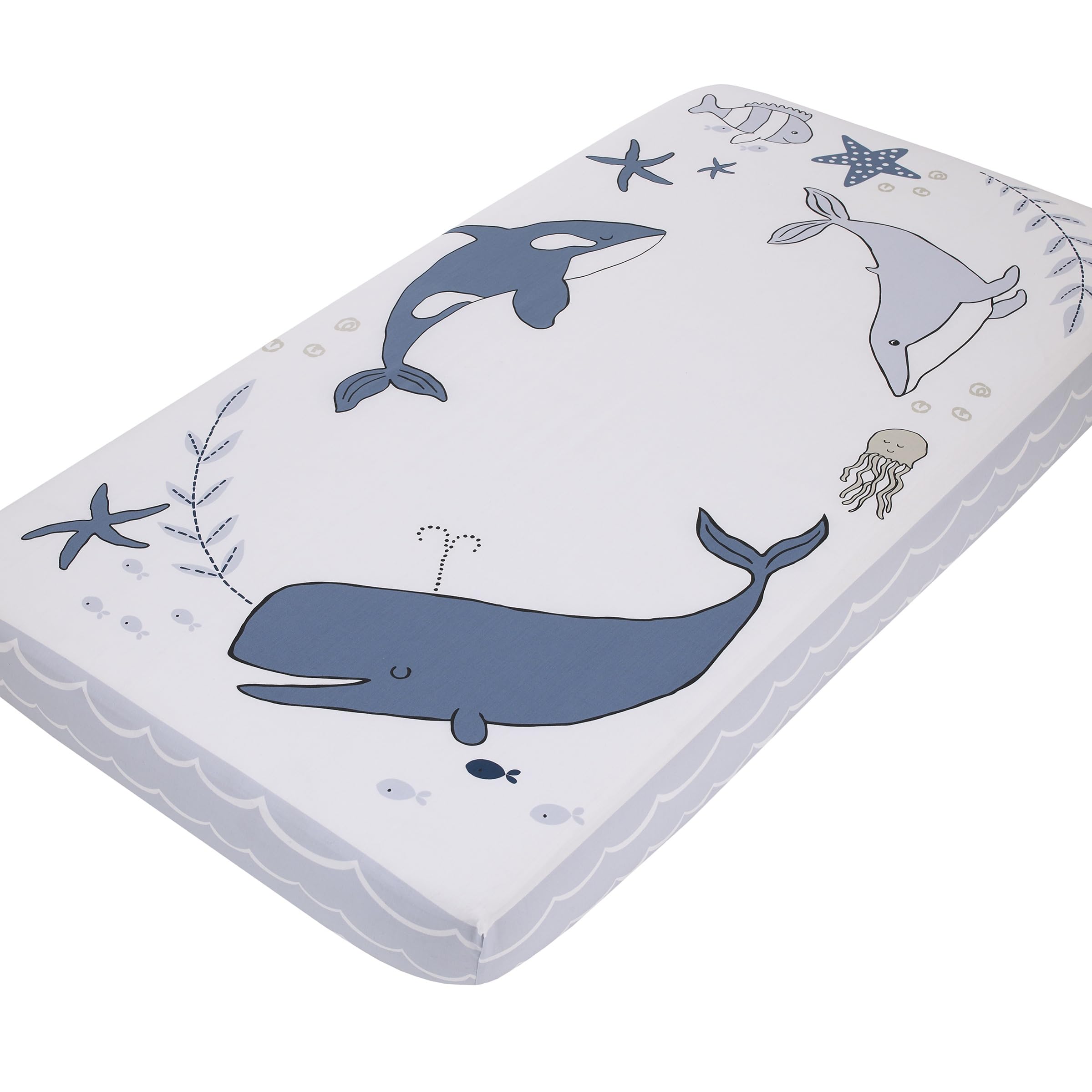 Drap-housse NoJo Amis de l'océan bleu marine coton respirant contre la sueur