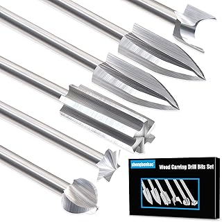 Wood Carving Bits for Dremel Rotary Tools, 6 Pcs Wood Carving Drill Bits Set, 1/8” Shank Rotary Tool Bits for DIY Woodworking Carving Engraving Grinding Drilling Micro Sculpture