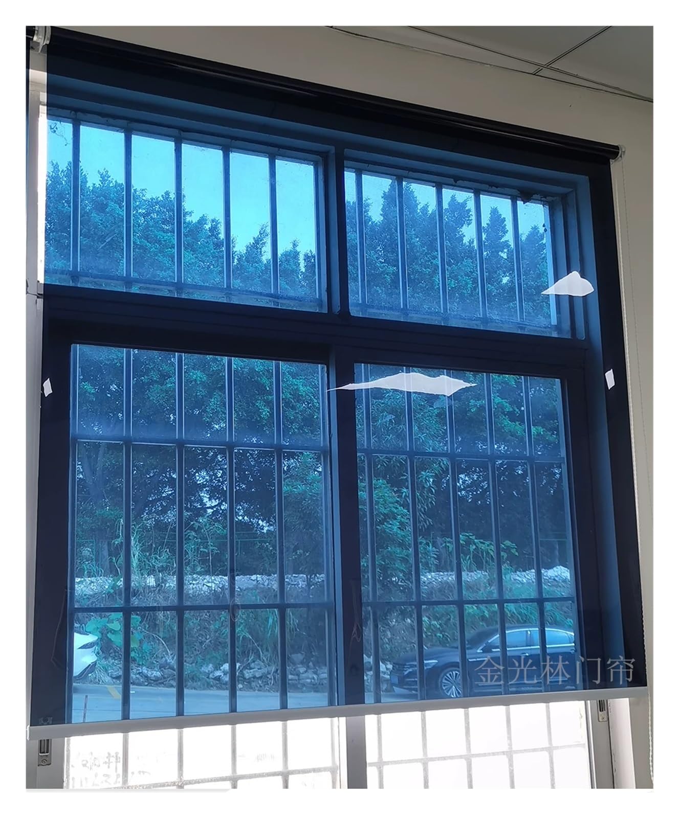 One Way Roller Blinds Window Tint Shades Blue Anti UV See Through Curtain With Fittings Pull Down Mirrored Privacy Shade(115x270cm)
