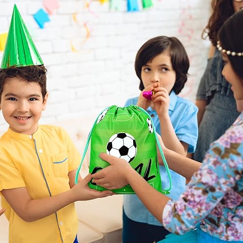 Miniatura 7 de Sadnyy 32 bolsas de fútbol con cordón para fiesta de fútbol, bolsas de regalo para fiestas de fútbol, bolsas de regalo para cumpleaños temáticos de