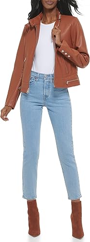 Vista 2 de Levi's Chaqueta de motocross Racer de piel sintética para mujer (estándar y plus)