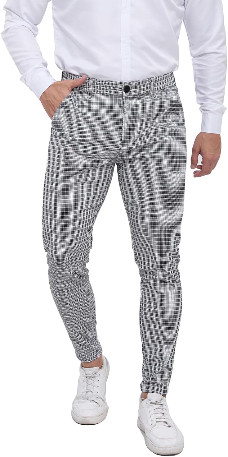 ALLELMS Mens Chinos Slim Fit Stretch Flat-Front Skinny Dress Pants - Image 2