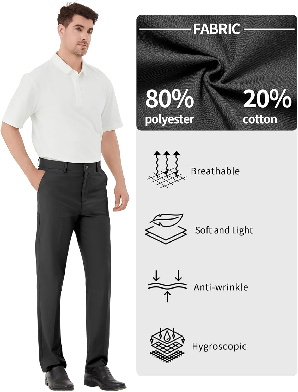 Men's Tall Classic Fit Flex Flat Front Dress Pants Formal Pants for Business & Office - Image 4