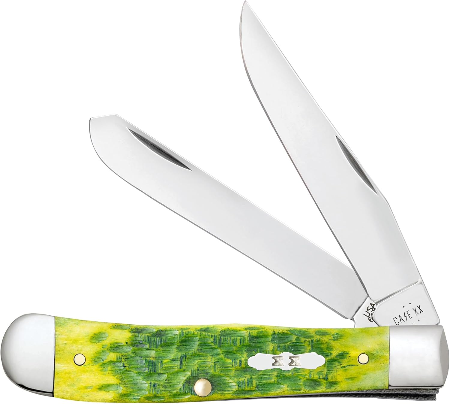 Case XX Pocket Knife TRAPPER - GREEN APPLE BONE PEACH SEED JIG Item #27860-6254 SS - Length Closed: 4 1/8Inches
