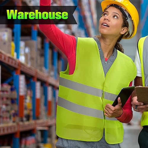 Miniatura 6 de JaGely Chaleco de seguridad de alta visibilidad, chaleco de seguridad de malla reflectante a granel para hombres y mujeres, trabajo, ciclismo,