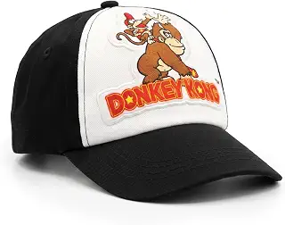 Donkey Kong 子供用野球帽、ボーイズハット&キャップ、ブラックハットベースボールキャップ | 任天堂ドンキーコング 綿100% 調節可能なスナップバッククロージャー、かわいい、フロント刺繍、ゴルフや普段使いに最適
