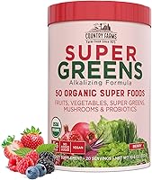 Vista 1 de Country Farms Sabor Orgánico Super Greens Berry, 50 Súper Alimentos Orgánicos, Repleto de Fibra, Mezcla de Bebida Orgánica USDA, Frutas, Verduras