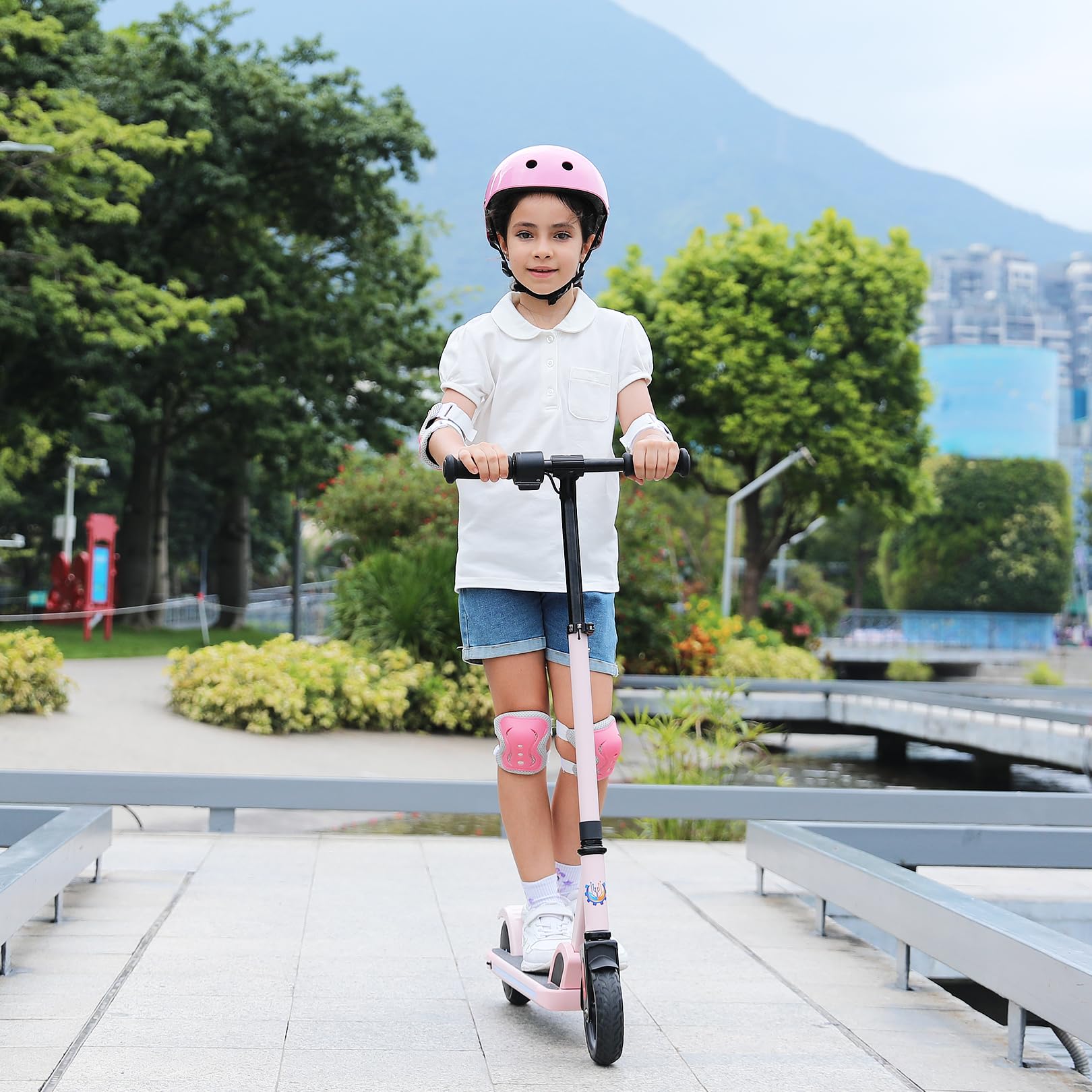 Caroma Monopattino elettrico per Bambini dai 8 ai 12 anni, Motore da 150W, 17 km/h, 80 Minuti di Autonomia, Velocità E altezza Regolabili, Luci Colorate, Display a LED, Ragazzi