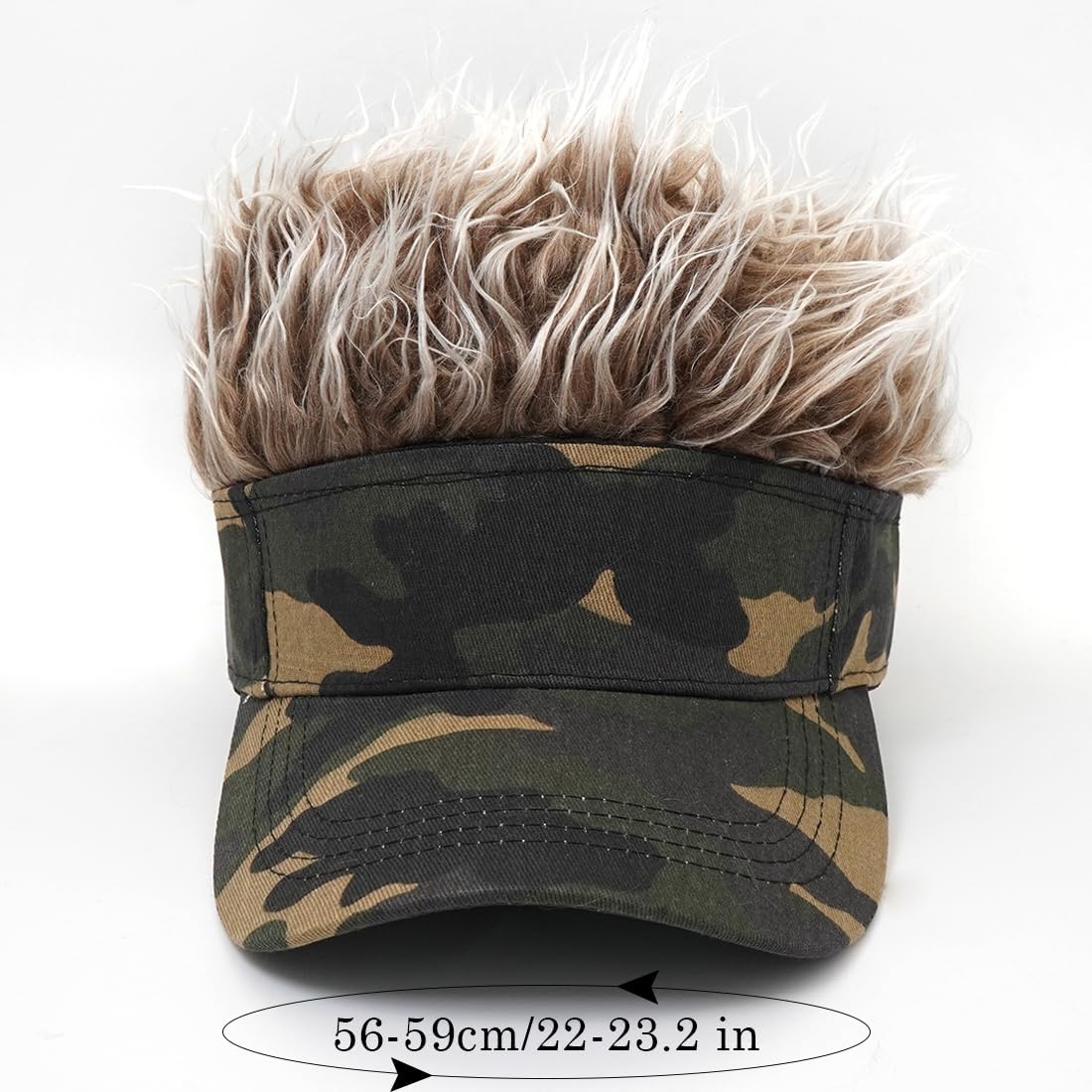 Mens Visor Cap Wig Spiked Adjustable Baseball Cap Sun Hats with Fake Hair - Image 7