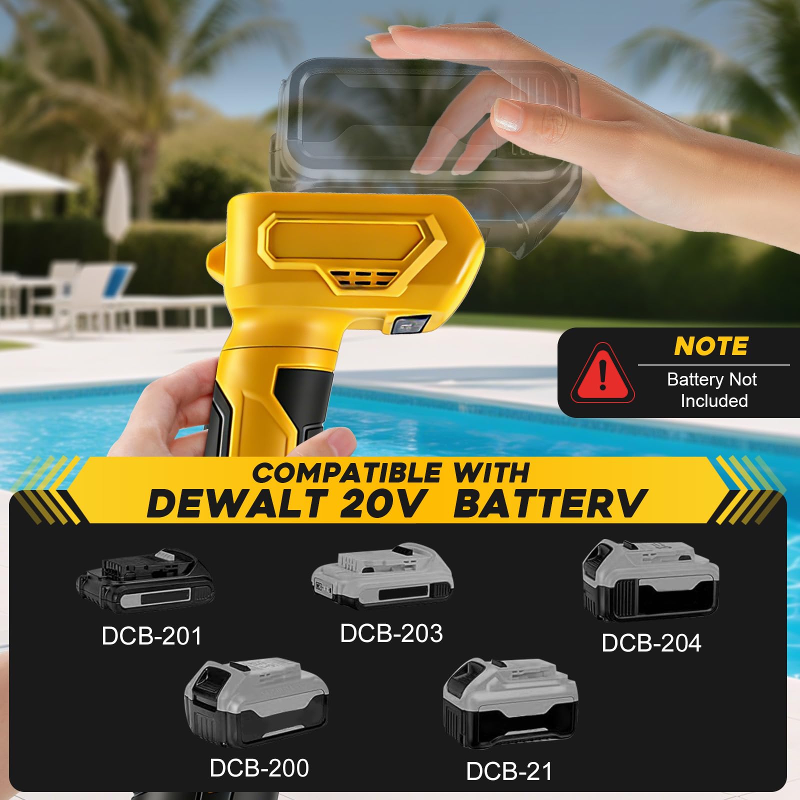 Bezprzewodowa pompka prętowa do pompowania wody, kompatybilna z akumulatorem Dewalt 20 V, 1400 GPH (ok. 5300 L/h), bezszczotkowa, przenośna pompa zanurzeniowa z wężem ogrodowym 3/4", elektryczna pompa