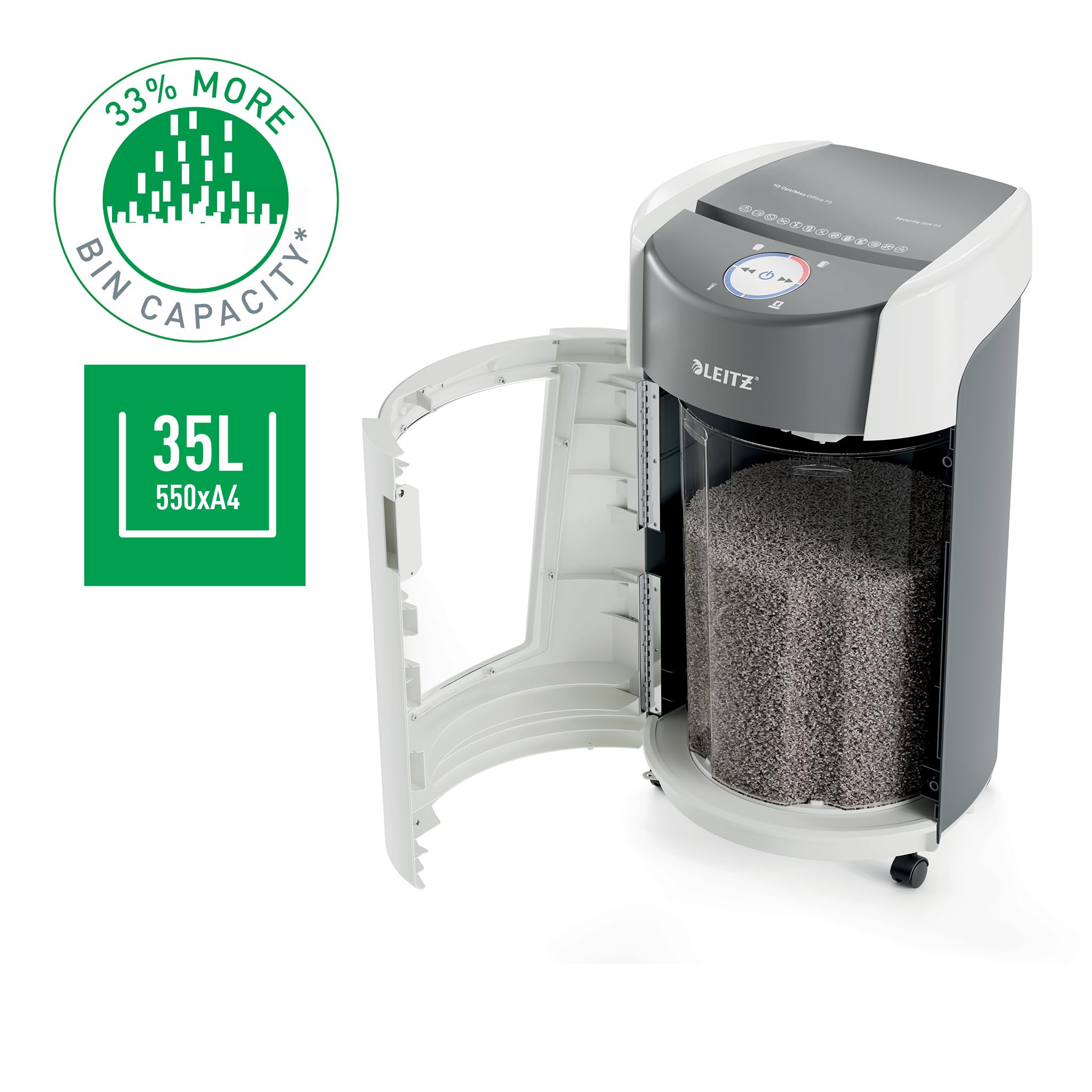 LEITZ IQ Distruggidocumenti Manuale OptiMax Office P5 con Fogli Lubrificanti (12pz)