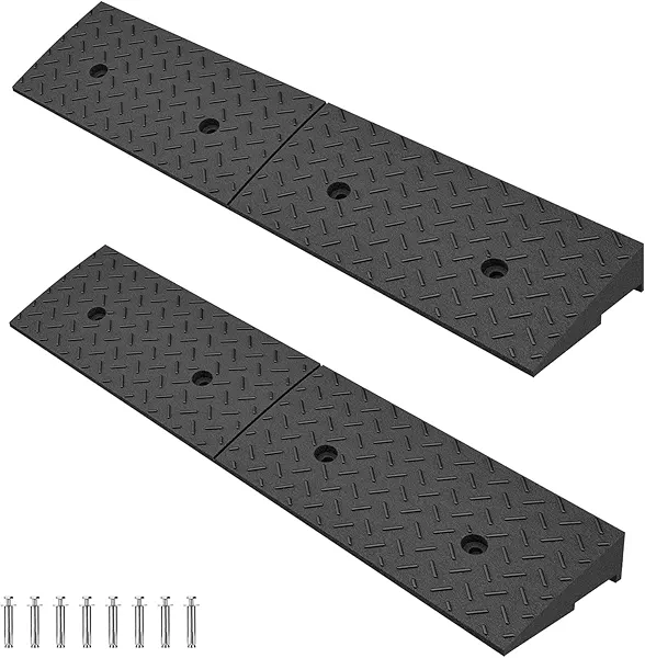 ROKENPOY 2 Pack 4'' Rise Rubber Curb Ramp Heavy Duty Loading Rubber Curb Ramps，Suitable for Cars, Bicycles, Motorcycles, Lawn Mowers, Mobile Pets (38.6 x 11.8 x 4 Inch)