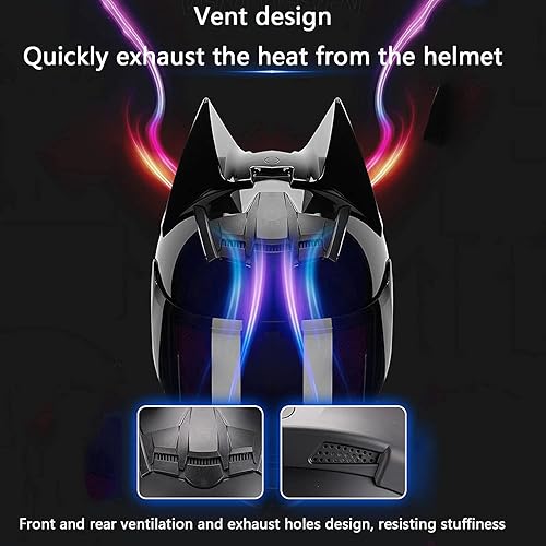 Miniatura 4 de WANGFENG Casco de Batman aprobado por DOTECE, motocicleta eléctrica para hombres y mujeres, casco de motocross de carreras geniales, casco de moto