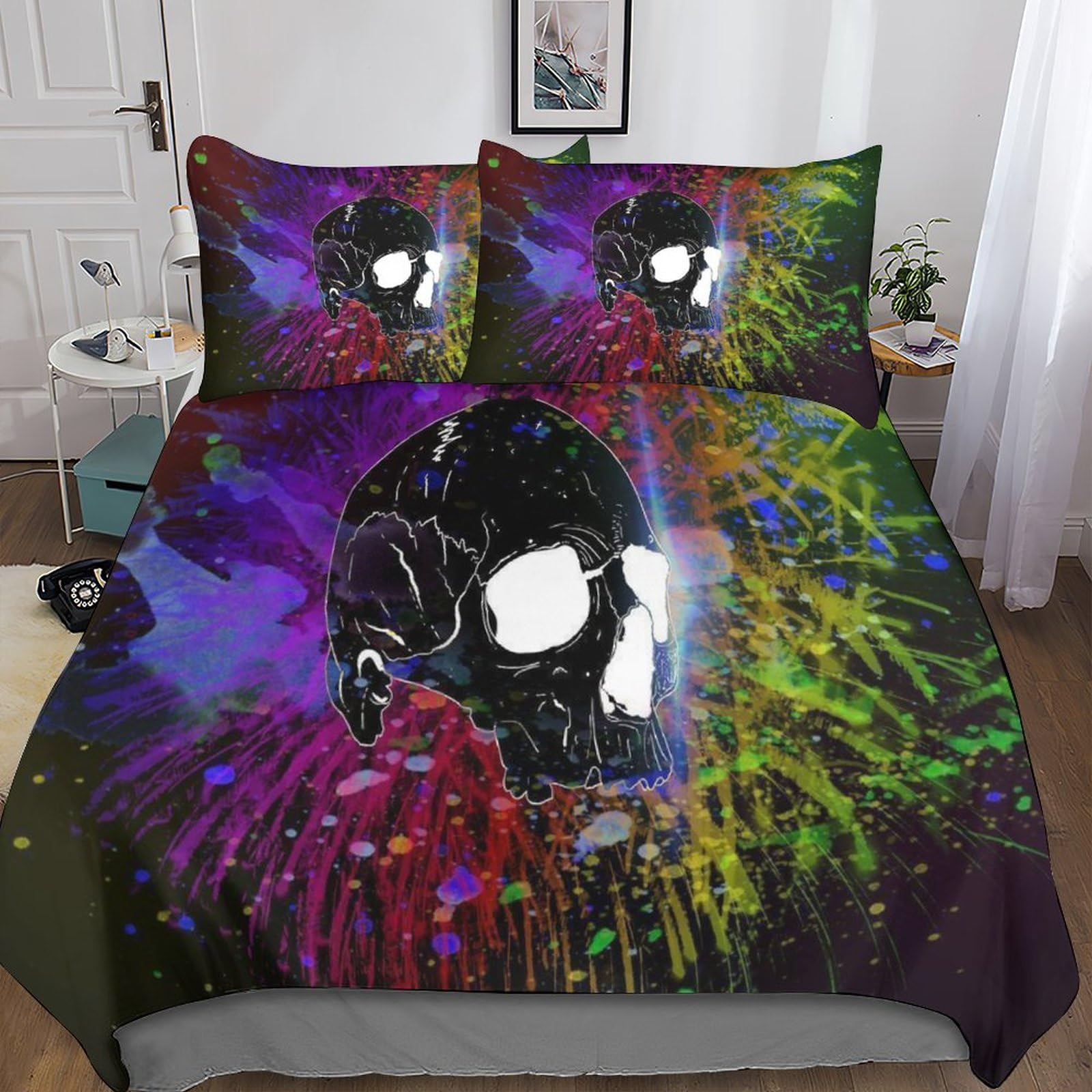 Housse de couette 3D horreur microfibre 220x240cm avec taie d'oreiller