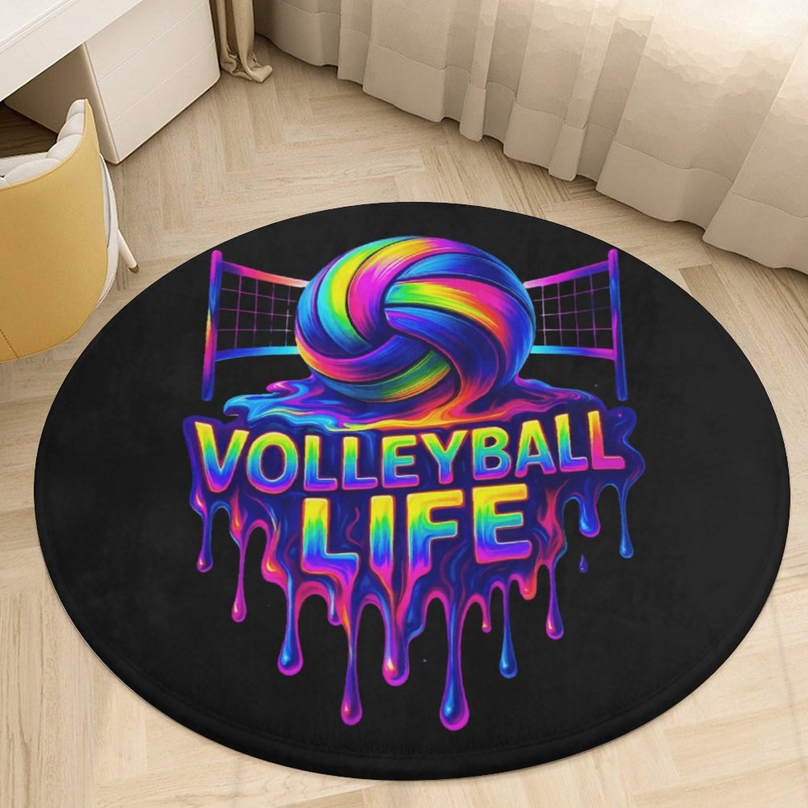 Tapis de sol rond volley-ball pour salle de bain et salon