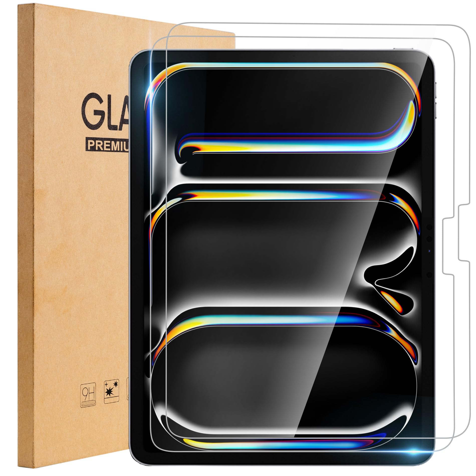 TOPESCTScreen Protector for iPad Air 13 Inch M2 (2024)/iPad Pro 13 Inch M4 (2024),9H Tempered Glass Film,Scratch Resistant, HD Clear (2) (ipad Air13 / ipad pro 13)