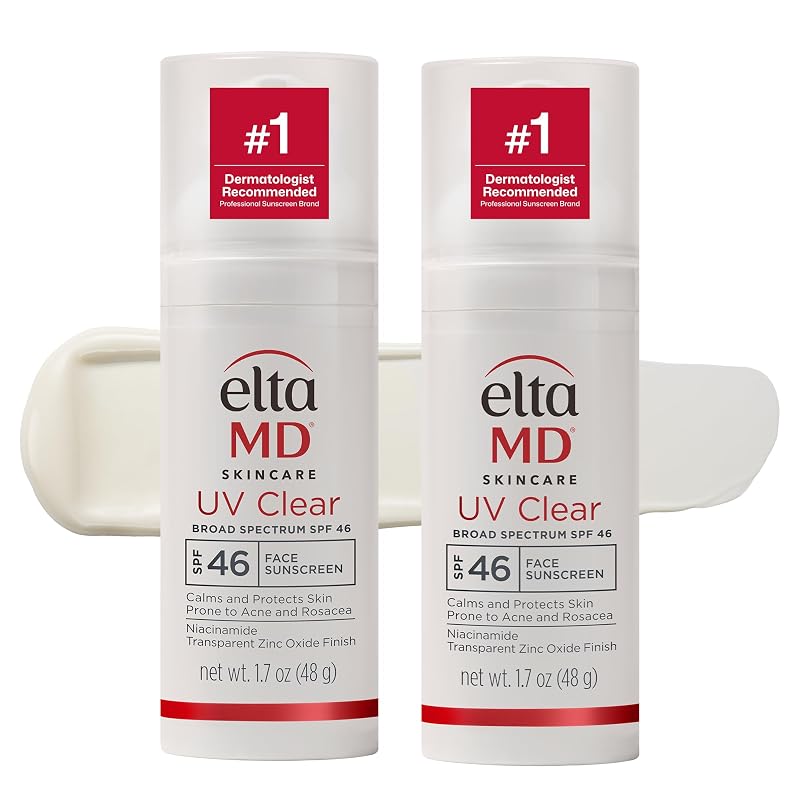 Protetor solar facial EltaMD Skin Care com óxido de zinco, sem óleo, SPF 46 e SPF 50