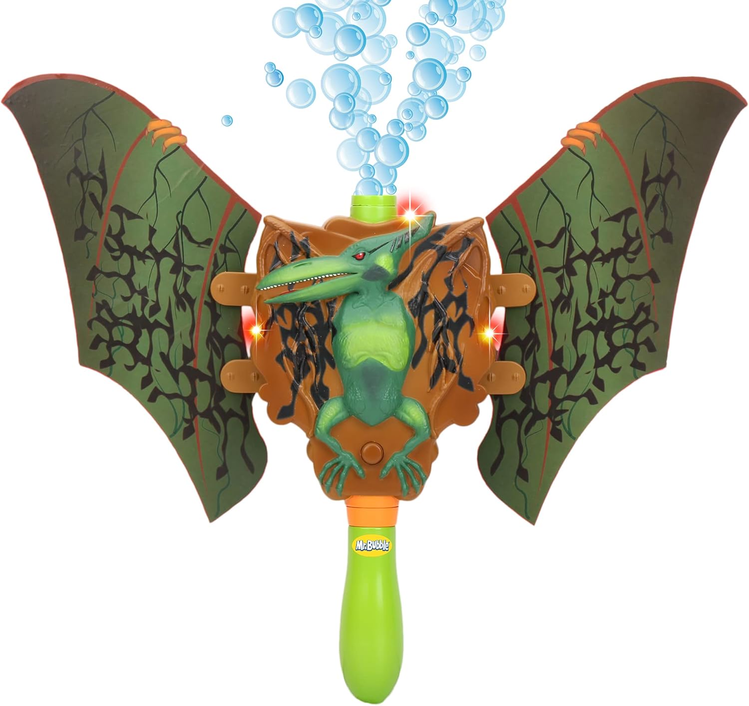 Mr. Bubble Non-Stop Fun Motorized Musical Dinosaur Bubble Blower -with 4 Ounce Premium Bubble Solution for Kids at Age 3 and up