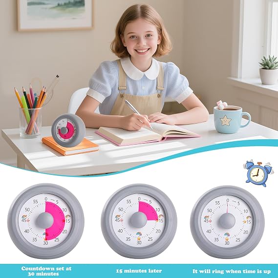 Visual Timer for Kids 60 Minute Visual Countdown Timer Silent Grey