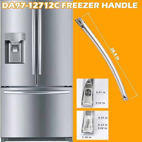 Miniatura 5 de DA97-12712C - Manija de congelador compatible con manija de puerta de congelador Samsung, reemplazo de la manija de la puerta del congelador del