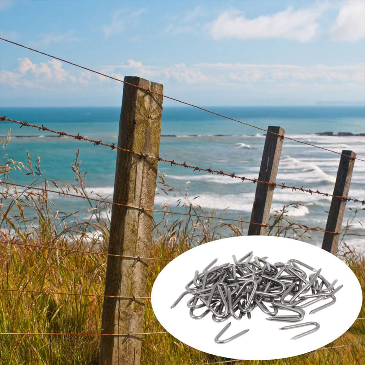 140pcs Iron Fence Staples U Shaped Nails for Garden Swing Slides