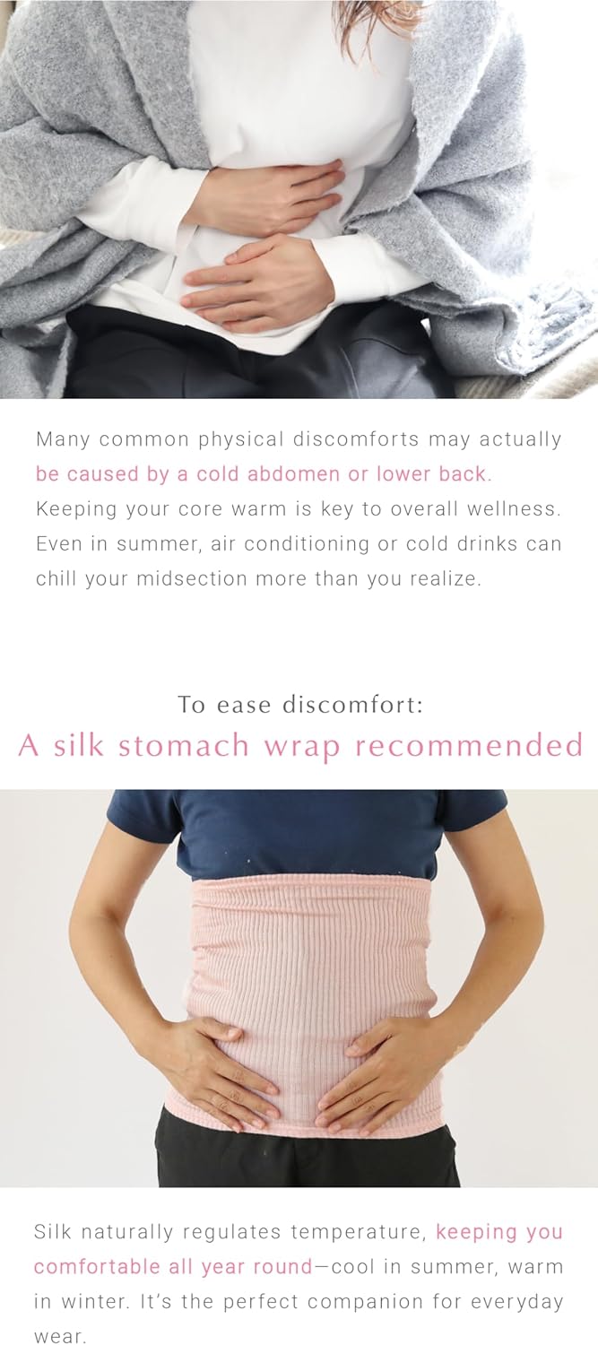 Kinuya Silk Waist Warmer Belly Warmer Haramaki Silk Ribbed and Stretchy - Image 3