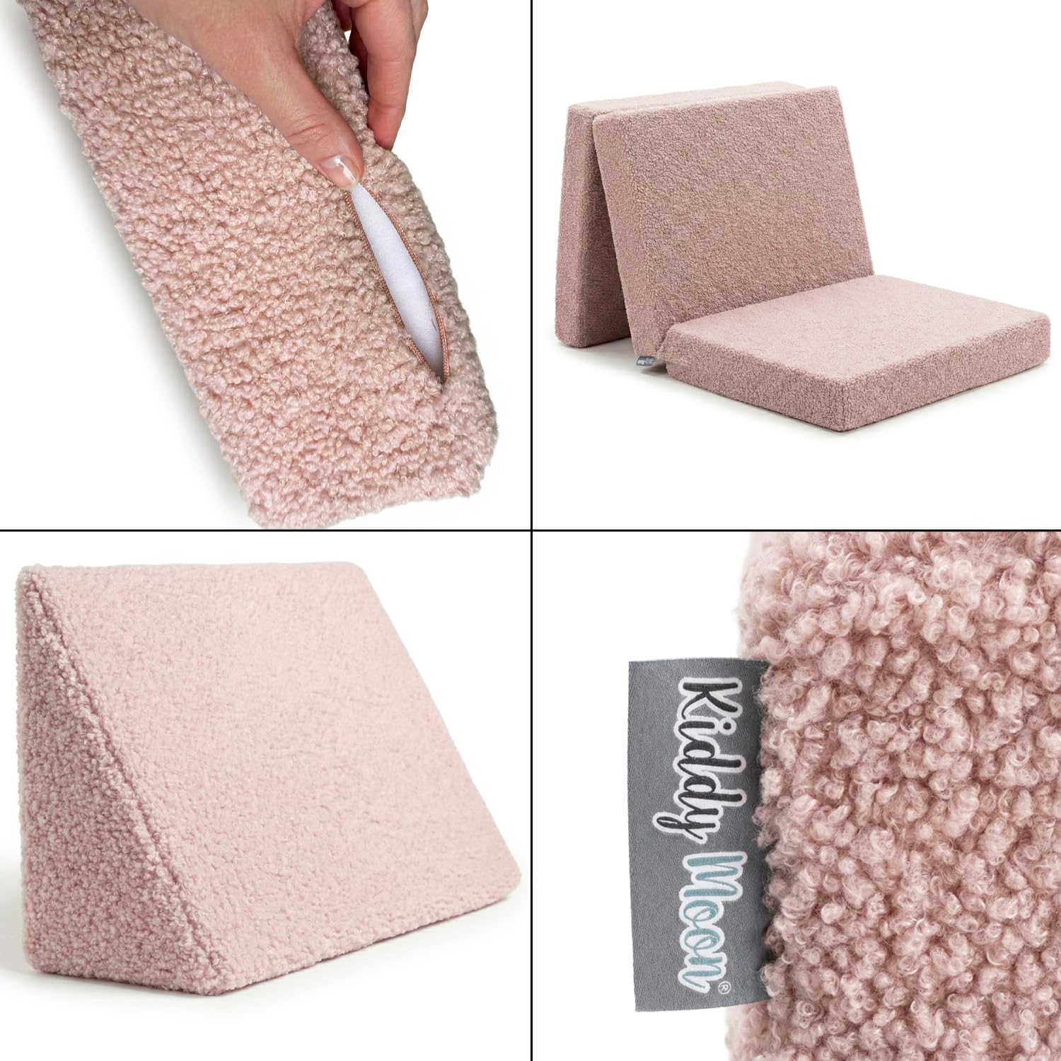 KiddyMoon Sofás Plegables para Niños Funda De Peluche Teddy Sillón Colchón Infantil Plegable, Rosa,Sofás