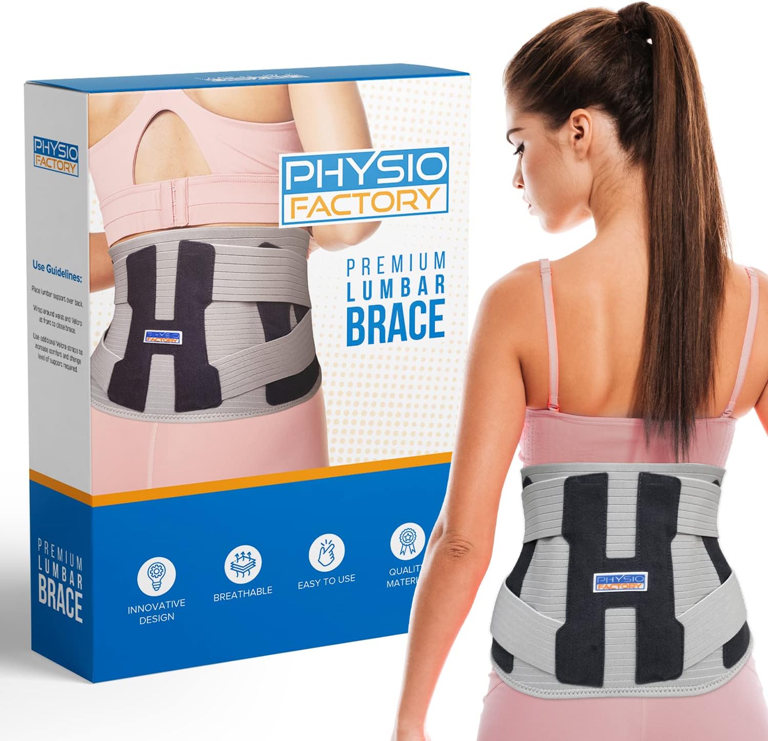Premium Lumbar Back Brace for Low Back Pain, Disc Herniation, Disc