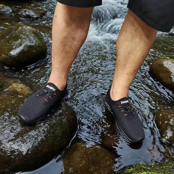 DOUSSPRT Men's Water Shoes Quick Drying Sports Aqua Shoes AllBlack Size 10.5 - 1