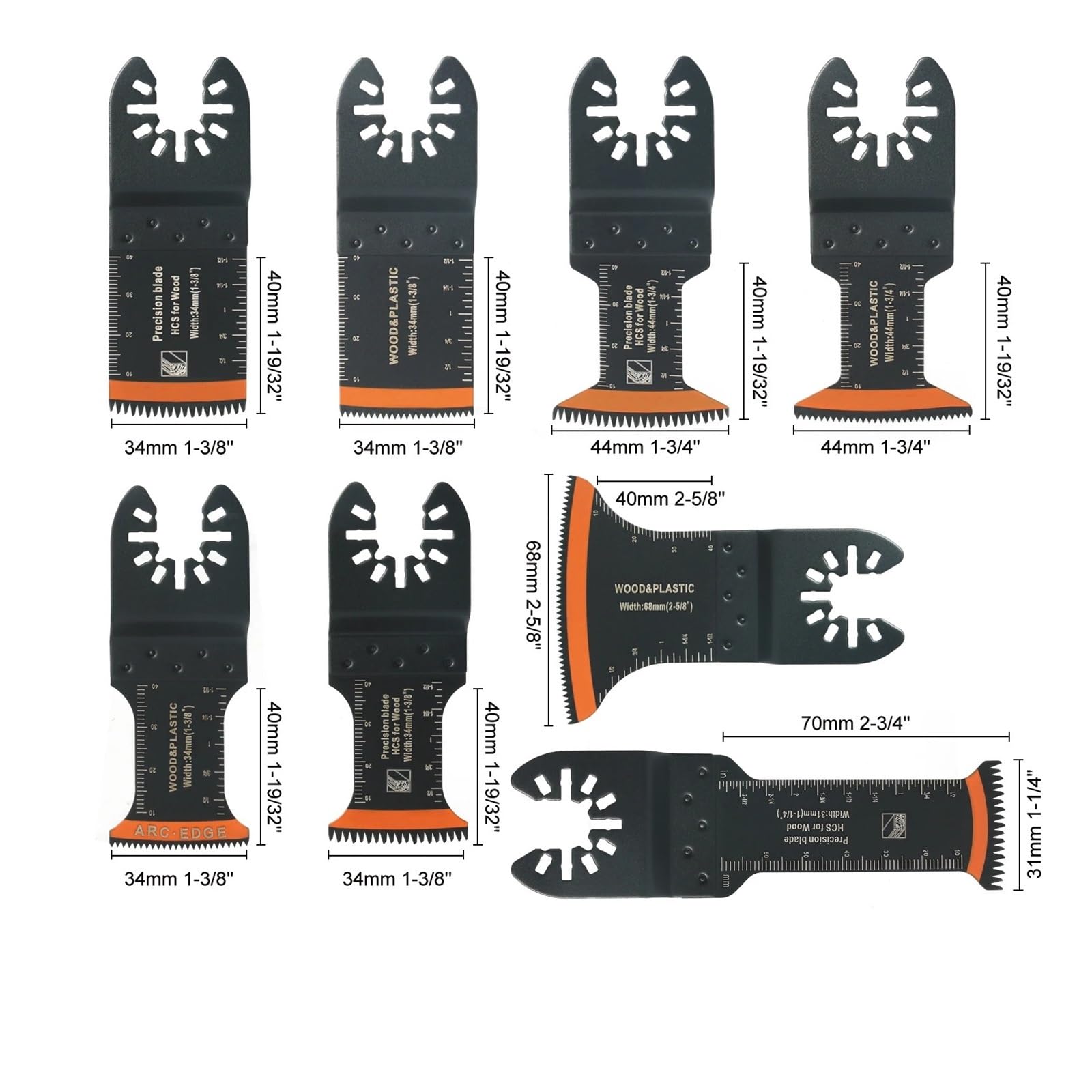 Kit de hojas sierra oscilantes dientes, 10-39 Uds., cuchillas multiherramienta con borde for madera y PVC(30Pcs Set)