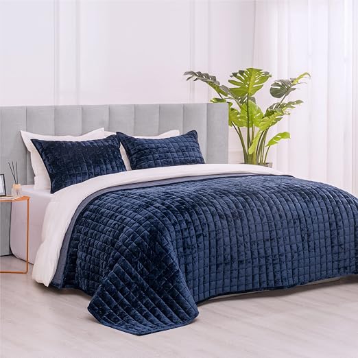 Amazon.com: RECYCO Luxury Velvet Quilt Set Twin/Twin XL Size ...