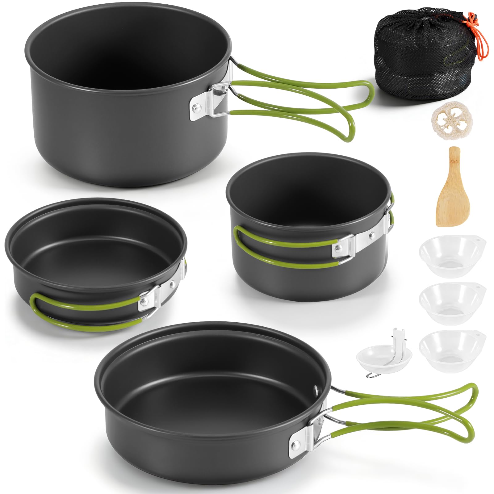 OurLeeme Camping Cookware Set, Non-Stick Stackable for Hiking Picnic