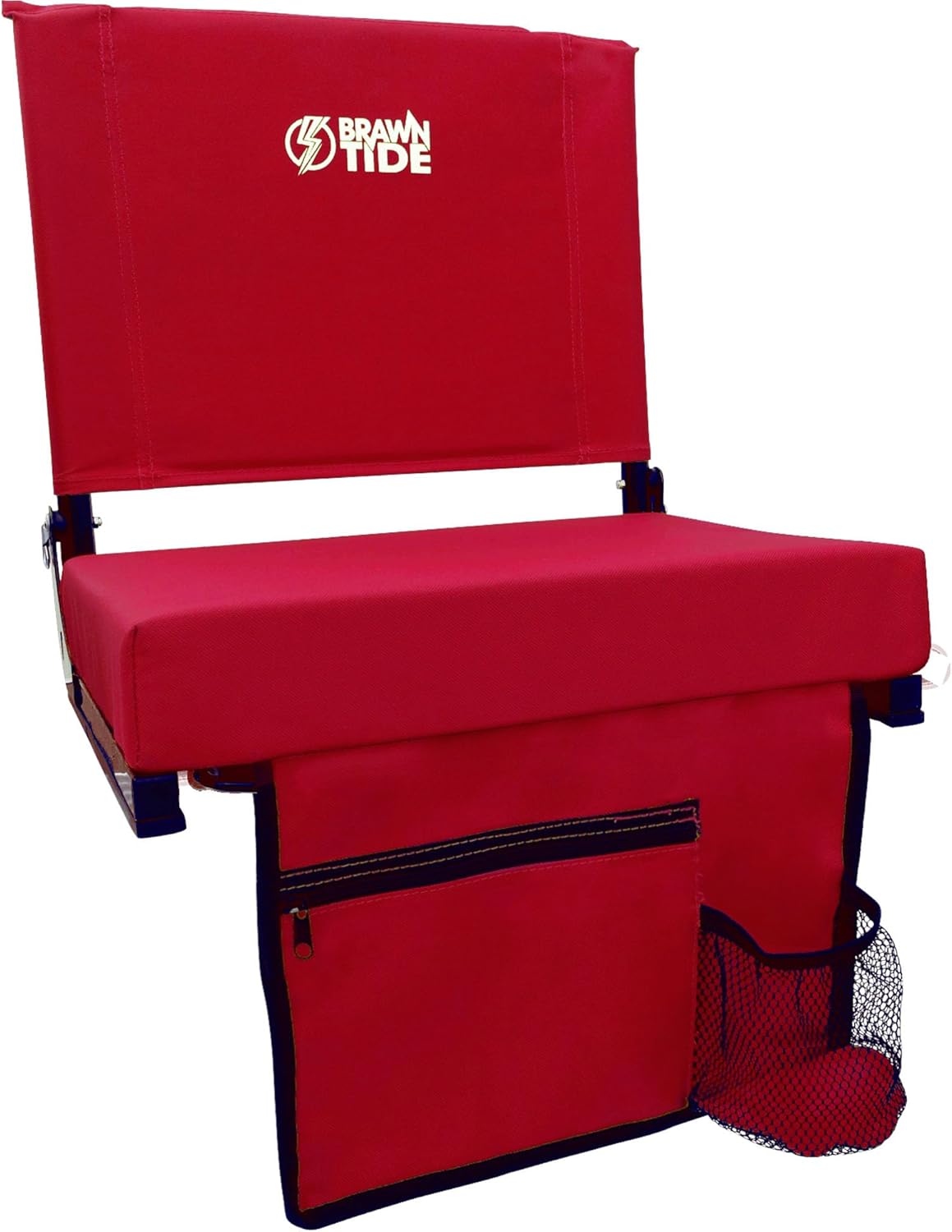 BRAWNTIDE Stadium Seat for Bleachers with Back Support - Wide Padded Bleacher Seat, Portable Folding Stadium Chair with Thick Cushion, Hooks, Shoulder Strap, Storage, Ideal for Games & Sports Parents